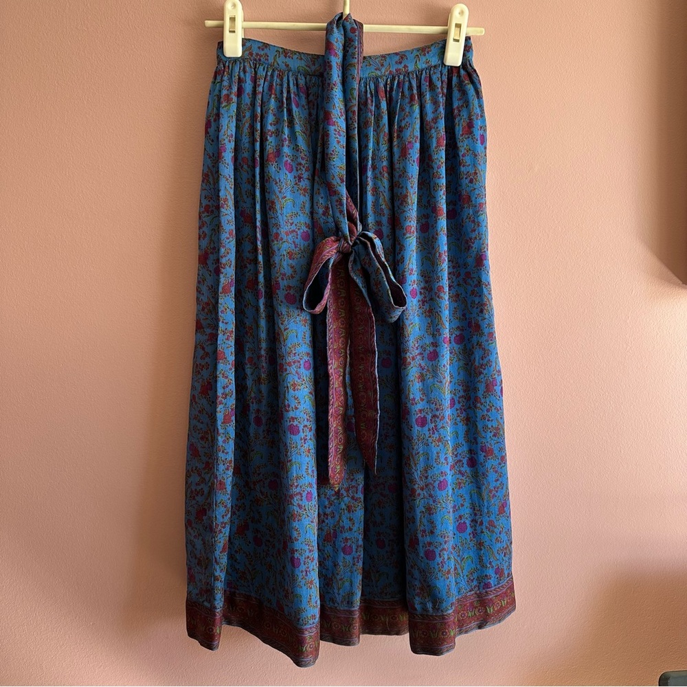 Vintage Treacy Lowe Silk Chiffon Block Print Midi Skirt